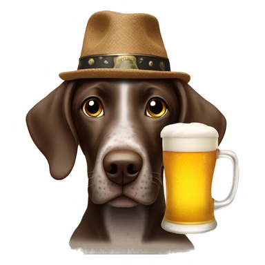 German shorthair with beer mug on head sticker