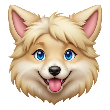 A furry dog hybrid with her toung out. blond fur and blue eyes sticker