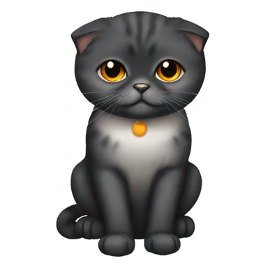 Black Scottish Fold cat with orange eyes sticker