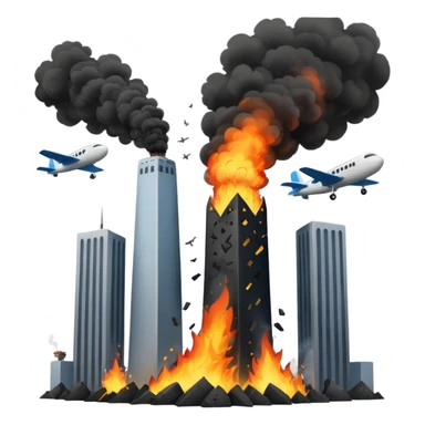 A plane hitting two towers sticker