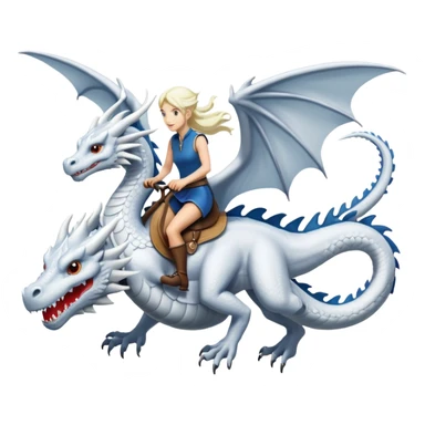 Large white dragon flying with a  female rider on top of it sticker