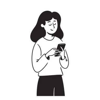 a woman using a mobile phone sticker