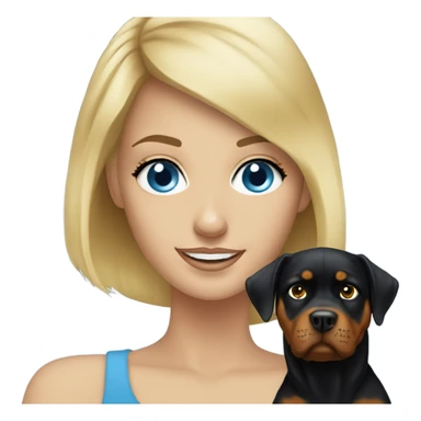 Blue eyed Pretty blonde woman with Rottweiler  sticker