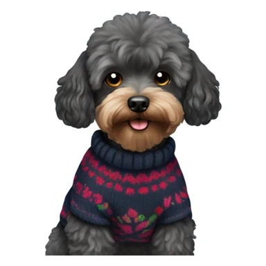 Black Yorkipoodle in sweater  sticker