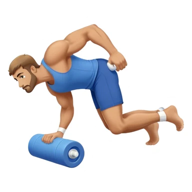 buff guy blue shorts rolling on foam-roller sticker