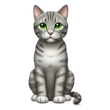 Grey Tabby scotish fold with Green eyes sitting sticker