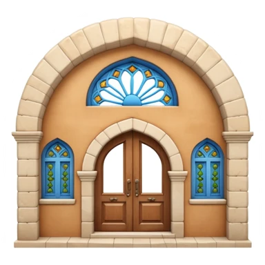 3D Apple-style emoji of a Turkish han. Rounded stone building, arched wooden door, small arched windows, simple Iznik tile decoration. Glossy, smooth, soft shadows, bright daylight, clean white background.




 sticker