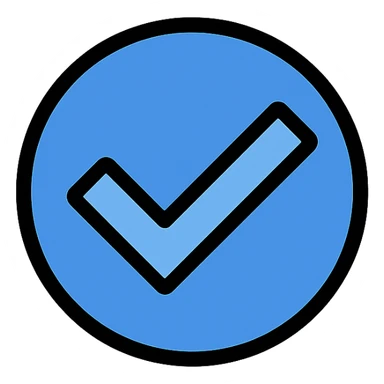 blue checkmark, simple and bold, color icon style sticker