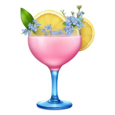 pink lemon cocktail with blue small flowers  sticker