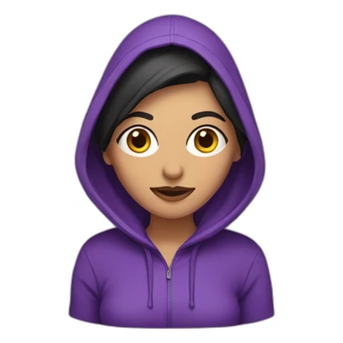 Armenian Woman  with purple hoodie and with a snake tongue sticker
