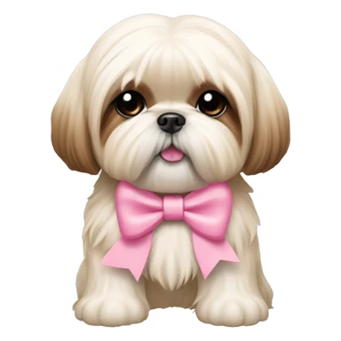 shih tzu cream colored with pink bow sticker