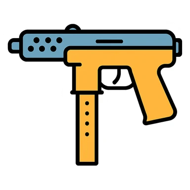 Tec-9 firearm, realistic lighting and reflections, icon sticker