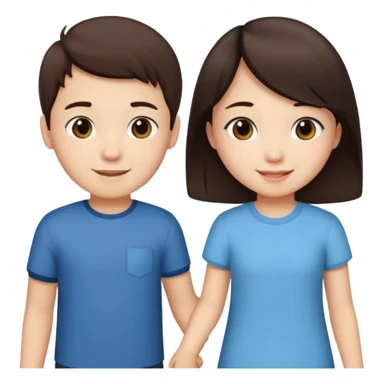 brunette boy holding Asian girl’s hand sticker