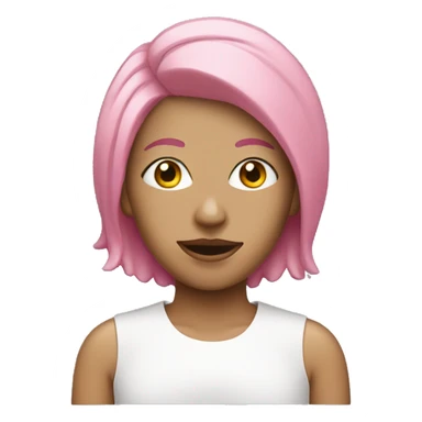 Woman with pink hair and face mask sticker