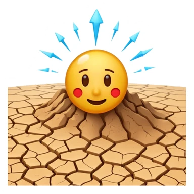 3D render of Drought Crack, miniature weather phenomenon, volumetric particle effects, parched brown earth ground texture, elemental energy, emoji style, isolated on white background --v 6.0. sticker