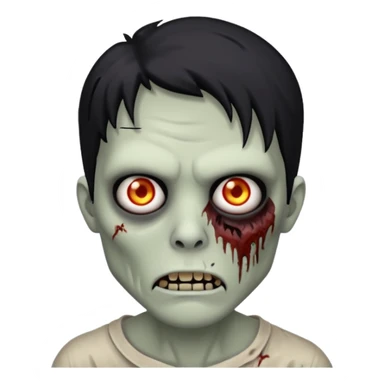zombie with black hair black eyes and scarding over the face sticker