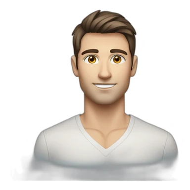 blue eyed, good looking Caucasian, athletic male with dark brown clean cut hair sticker