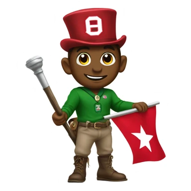 Buckeye holding Ohio state flag on top of a leprechaun  sticker