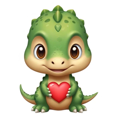 heart-shaped face of a baby dinosaur  sticker