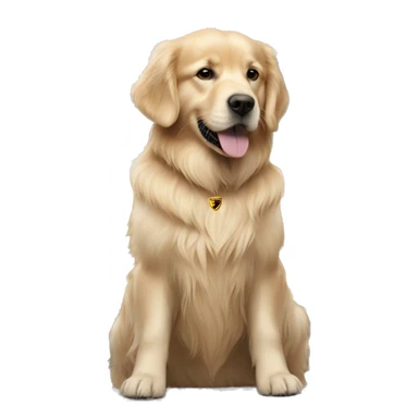 Golden retriever in front of Porsche 911 sticker