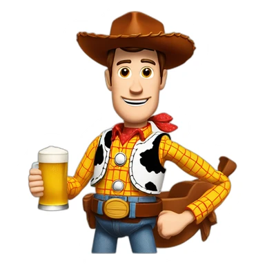 woody toy story holding a beer sticker