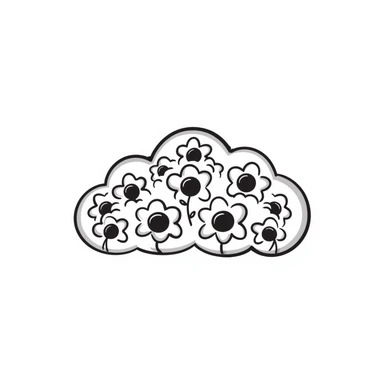 Hand-drawn cloud made of simple flower doodles sticker