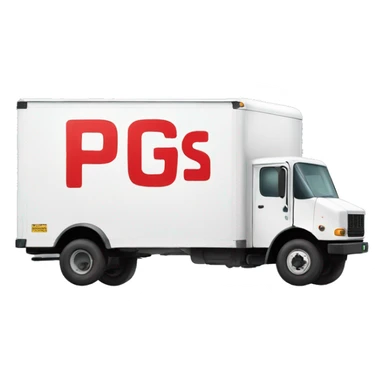 Boxtruck with letters "PGS” on the side sticker