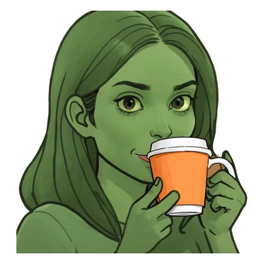 a girl drinking coffee sticker