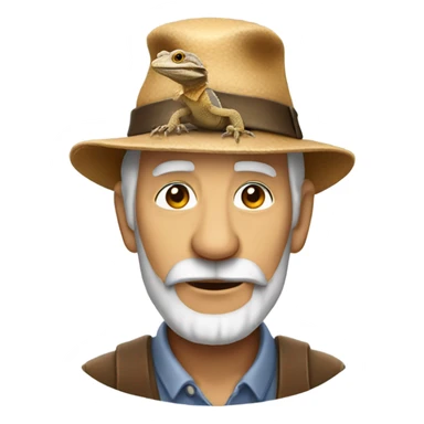 old guy with bearded dragon on his hat sticker