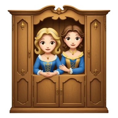 A middle-aged lady character from the fairy tale Beauty and the Beast — she was turned into a wardrobe by magic. She retains the wardrobe's original form, with an anthropomorphic face on the front of the closed cabinet. sticker