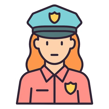 female enforcer, soft color palette, icon style sticker