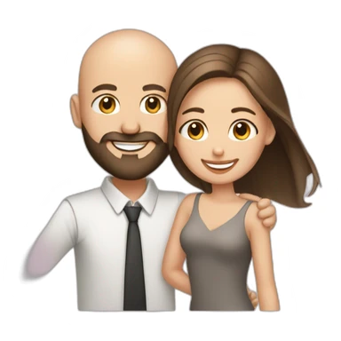 Happy-secret-couple-bald-guy-with-beard-with-shorthaired-brunette-girl sticker