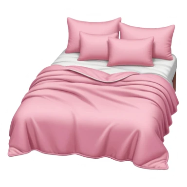  pink cozy bed with soft pillows and a fluffy blanket, neatly made, realistic  sticker