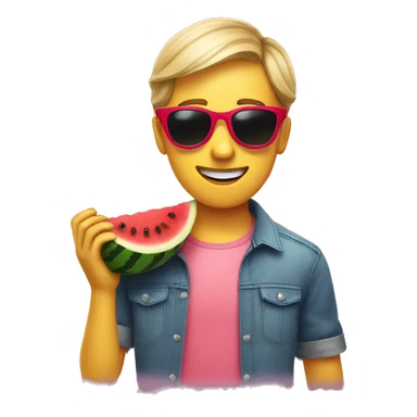 emoji in sunglasses holding a watermelon sticker