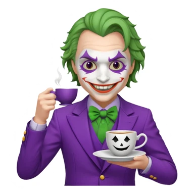 joker holding big tea cup sticker