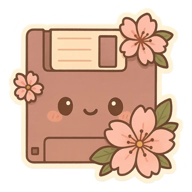 Floppy disk with sakura for retro-tech aesthetic sticker