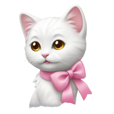 white kitty with pink bow sticker