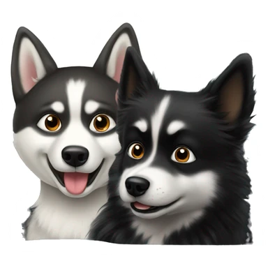 Siberian Husky and black Pomeranian driving a car  sticker