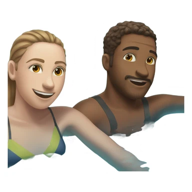 Two friend swimming inside pool together  sticker
