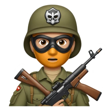 Soldier holding rifle with mask on
 sticker