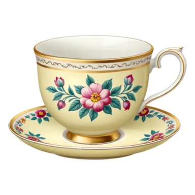 antique floral teacup sticker
