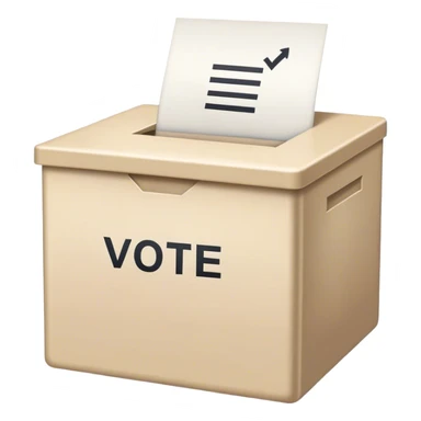 Vote box with 'Vote' written on the front and paper entering the top slot  sticker