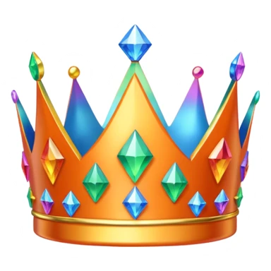 orange prismatic 3d crown with rainbow gems sticker