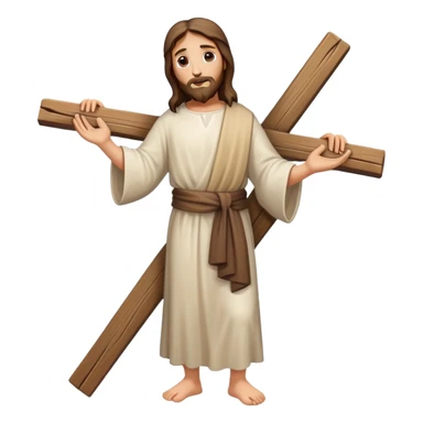 Jesus carrying a large well-shaped cross fullbody simplified sticker