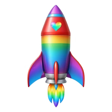 heart with rainbow gradient and rocket sticker