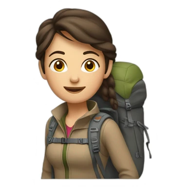 Brunette hiking woman sticker