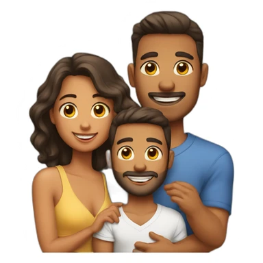 familia, casal e 2 cachorros sticker