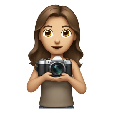 brown hair girl with camera sticker