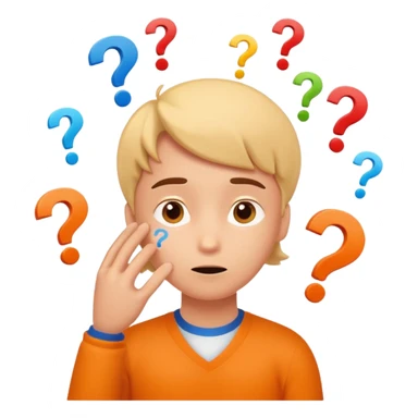 Cartoon illustration of an animated character trying to guess a secret number, question marks floating around their head, thoughtful expression, playful and educational style, bright colors, simple background. sticker