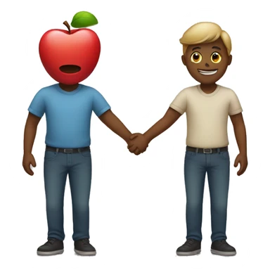 two apple holding hands sticker
